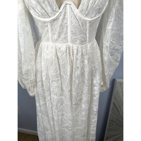 For Love & Lemons Madeline Lace Bustier Long Sleeve Maxi Gown Size XXS - Picture 6 of 12